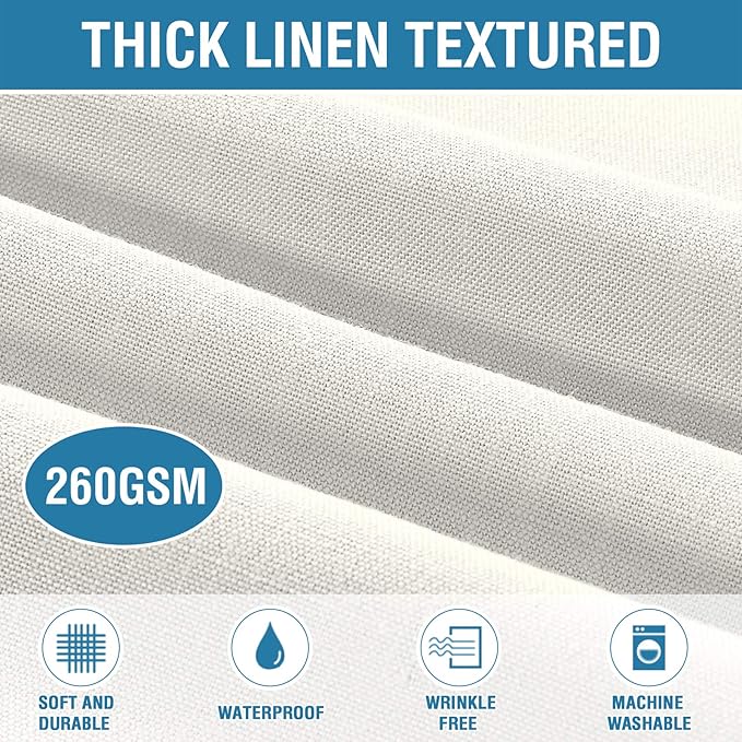 H.VERSAILTEX Linen Textured Table Cloths 54 x 80 Inch Premium Solid Tablecloth Spill-Proof Waterproof Table Cover for Dining Buffet Feature Extra Soft and Thick Fabric Wrinkle Free, Ivory