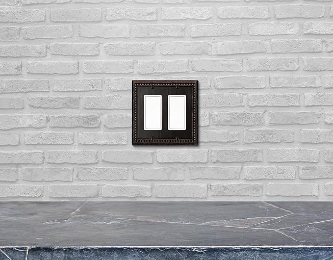 Henne Bery Sunken Pearls Heavy Duty Decorative Wall Plate Switch Plate Outlet Cover (Double Decorator, Aged Bronze)