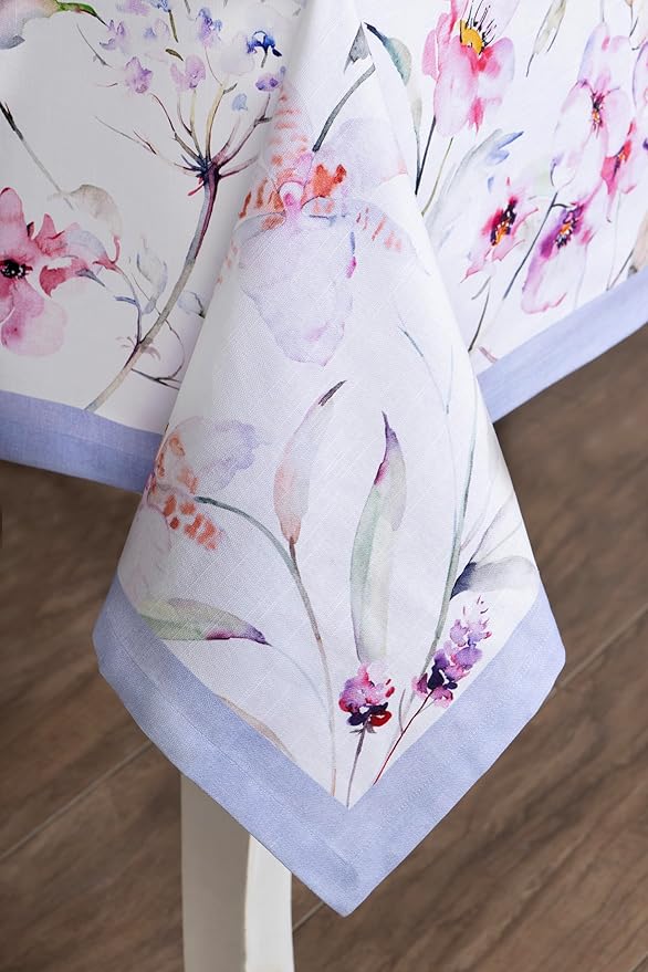Maison d' Hermine Table Cloth Rectangle Table 100% Cotton 54 x 72 Inches Tablecloth Reusable Decorative for Dining Room Farmhouse Home Valentines Day Decorations Spring Summer - Summer Floral