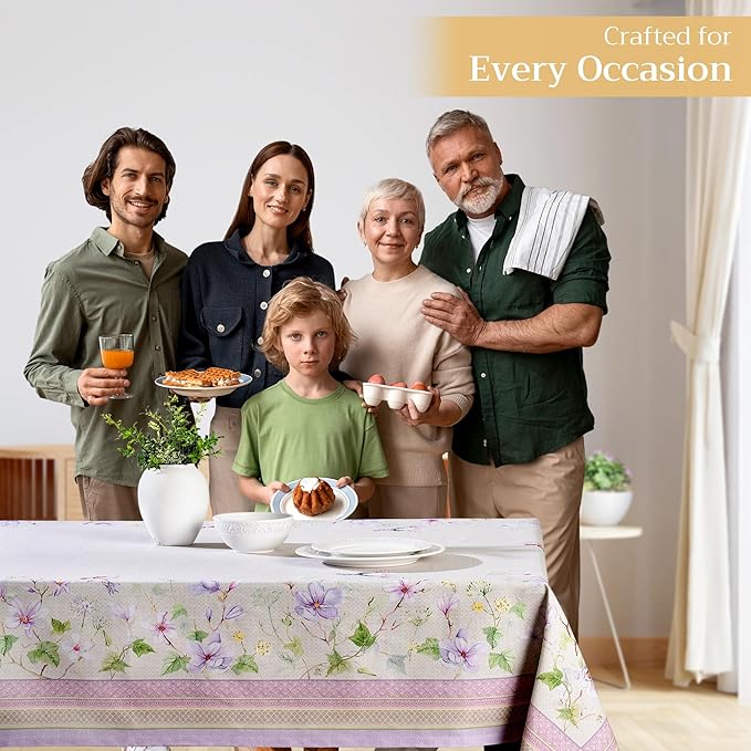 Maison d' Hermine Table Cloth Square Table 100% Cotton 60 x 60 Inches Tablecloth Reusable Decorative for Dining Room Farmhouse Home Valentines Day Decorations Spring Summer - Magnolia Mornings