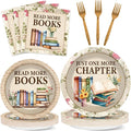 96Pcs Reading Theme Party Supplies Read More Books Paper Plates and Napkins by Justforjoyful
