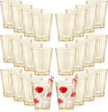 24 PCS Plastic Ribbed Drinking Glasses 10oz Gold Vintage Ripple Stemless Wine by SHIQIKEJIPTY