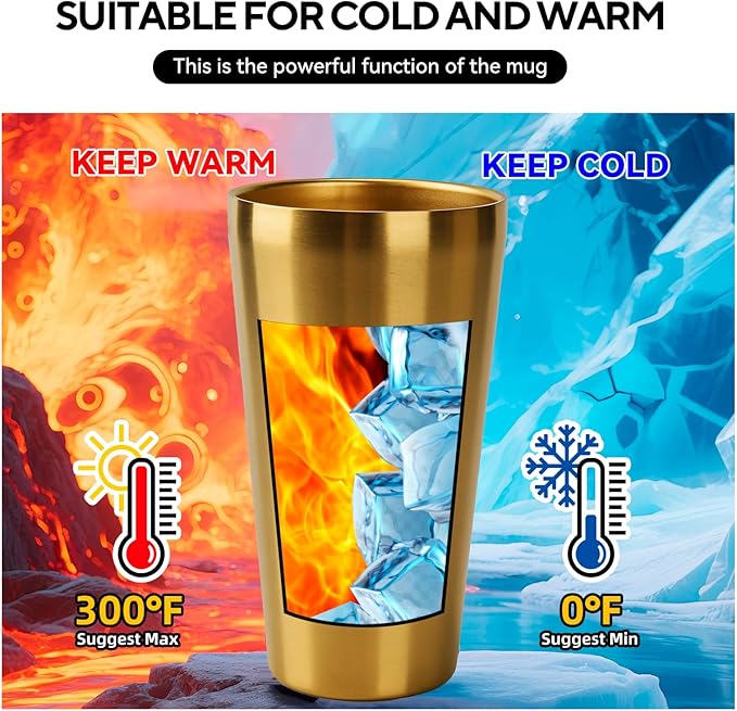 5 Pcs 18.6 oz Small Metal Cup, Double Wall Vacuum Stainless Steel Insulated Cup, Reusable Camping Cups Unbreakable Indoor Outdoor for Party, Home, Office, BBQ, Gold