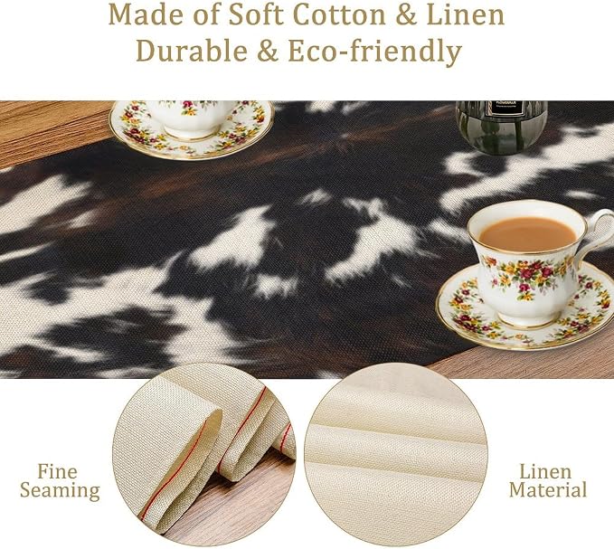 Cow Print Table Runner, 13x120 Inch - Image 5