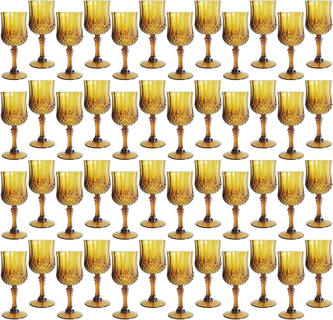 48Pack Plastic Wine Glasses, 7oz Vintage Goblets by LEYIQU