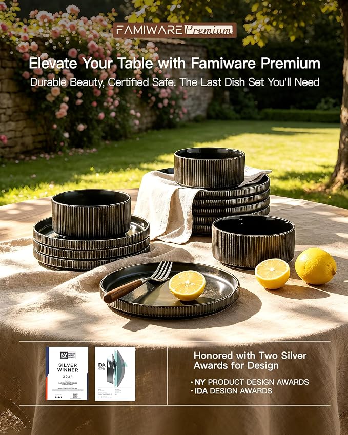 Stoneware Dinnerware Sets, Reactive Glaze Dishes Set - Image 7