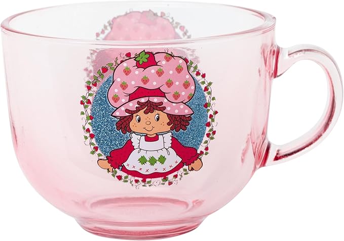 Silver Buffalo Strawberry Shortcake Glitter Wide, Glass Coffee Mug, 16oz | 0.47 by SilverBuffalo