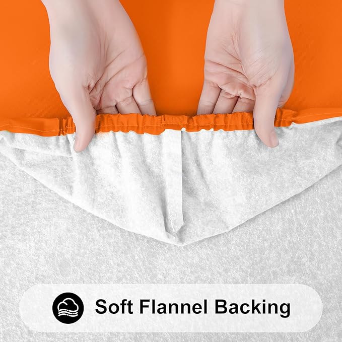 Smiry Rectangle Tablecloth, Elastic Fitted Flannel Backed Vinyl Tablecloths for 4ft Folding Tables, Waterproof Wipeable Table Covers for Indoor, Outdoor, Picnic and Camping (Orange, 30"x48")