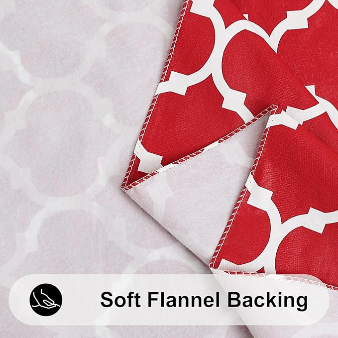 Smiry Rectangle Table Cloth, Waterproof Vinyl Tablecloth with Flannel Backing for Rectangle Tables, Wipeable Spillproof Plastic Tablecloths for Dining, Camping, Indoor and Outdoor (54"x120", Red)