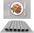 DACHUI Placemats Set of 6, Linen Look Woven Place Mats, Water Resistant, Heat Resistant, Washable, Durable Table Mats (Smoky Grey)
