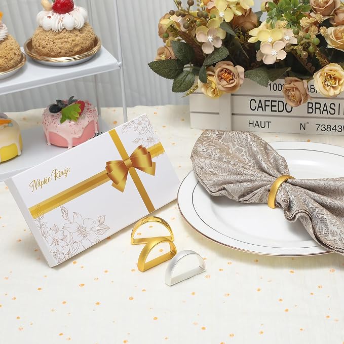 KPOSIYA Napkin Rings Set of 8, Metal Silver Napkin Rings Bulk - Image 7