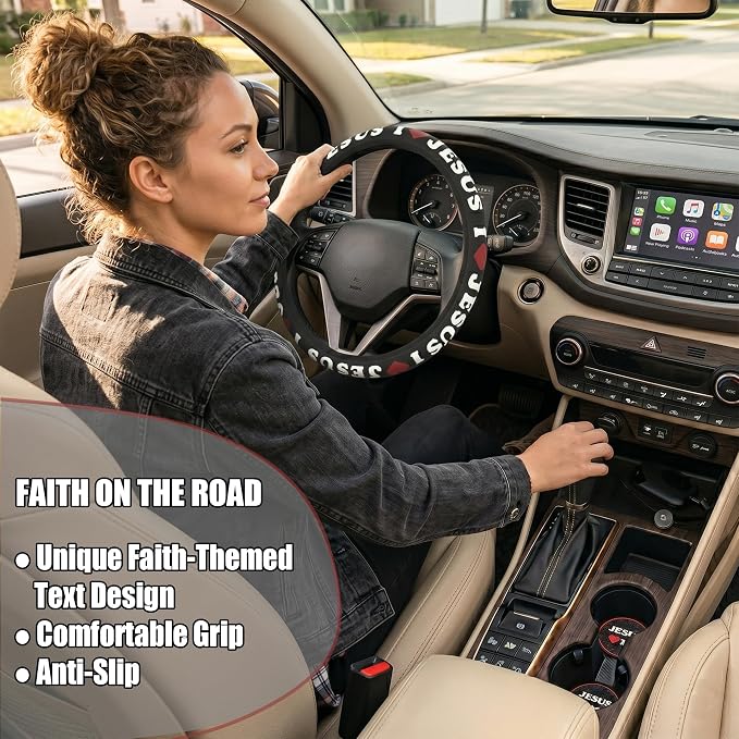 Christian I Love Jesus Car Steering Wheel Cover - Image 4