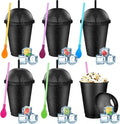 6 Set Slushie Cups with Dome Lids and Straws Detachable Spoon Straws Reusable by Unknown
