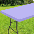 Smiry Rectangle Tablecloth, Elastic Fitted Flannel Backed Vinyl Tablecloths for 8ft Folding Tables, Waterproof Wipeable Table Covers for Indoor, Outdoor, Picnic and Camping (Lavender, 30"x96")