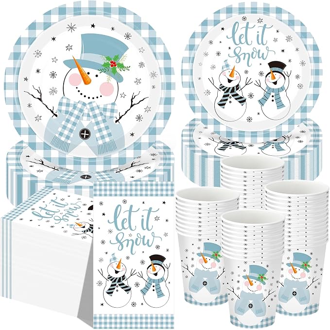 Funnymoom 250 Pcs Winter Snowman Party Decorations by Funnymoom