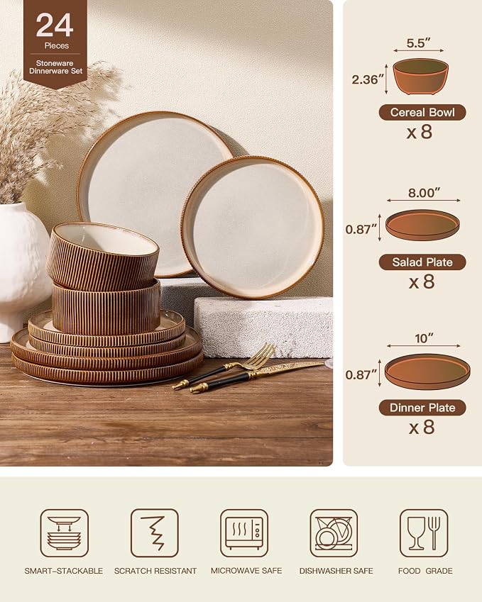 Stoneware Dinnerware Sets, Reactive Glaze Dishes Set - Image 7