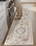 Color&Geometry Kitchen Floor Mats Anti Fatigue, Cushioned Boho Rugs,Waterproof Non Slip Kitchen Runner for Sink, Standing Mats for Office,24"x87",Oatmeal