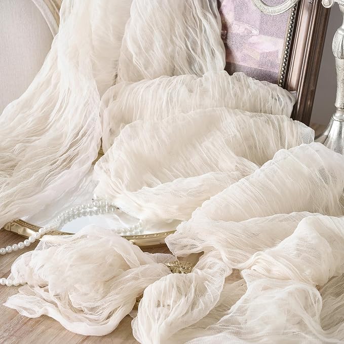 3 Pack Cream White Cheesecloth Table Runners, 120 Inch 10Ft Ivory Gauze Table - Image 7
