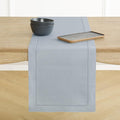 Solino Home Linen Dusty Blue Table Runner 60 Inches - Classic Hemstitch, 100% Pure Linen Coffee Table Runner 14 x 60 Inch Ideal for Dresser Tables - Winter, Spring, Easter