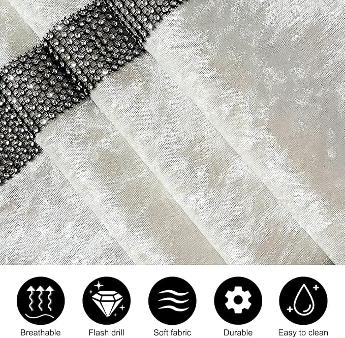 Elegant Creamy White Table Runner, Bling Rhinestone, Ombre Velvet, Dual Bling - Image 5