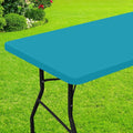 Smiry Rectangle Picnic Table Cloth, Waterproof Elastic Fitted Tablecloths for 5 Foot Tables, Washable Polyester Table Cover for Camping, Indoor and Outdoor (Teal 30"x60")