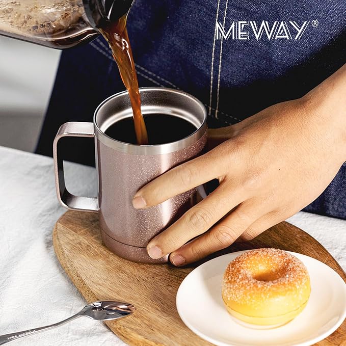 MEWAY 12oz Coffee Mug With Handle 8 Pack Bulk, Stainless Steel Insulated Travel - Image 7
