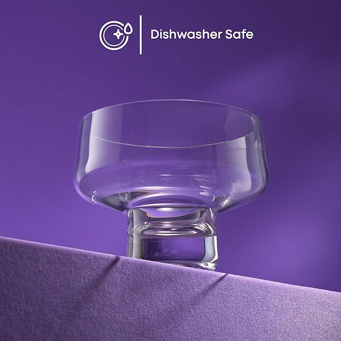 JoyJolt Sidney Stemless Coupe Glasses Set of 4 | 10oz Cocktail Glasses for Espresso Martini, Margarita, Manhattan, Champagne, Daiquiri, Cosmopolitan | Premium Crystal Made in Europe