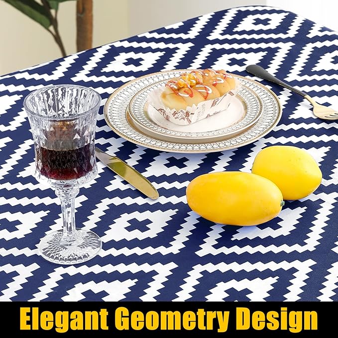 Smiry Rectangle Table Cloth Cover, Waterproof Elastic Fitted Picnic Tablecloth for 5 Foot Tables, Wipeable Flannel Backed Vinyl Tablecloths for Camping, Dining, Outdoor (Navy, 30" x 60")