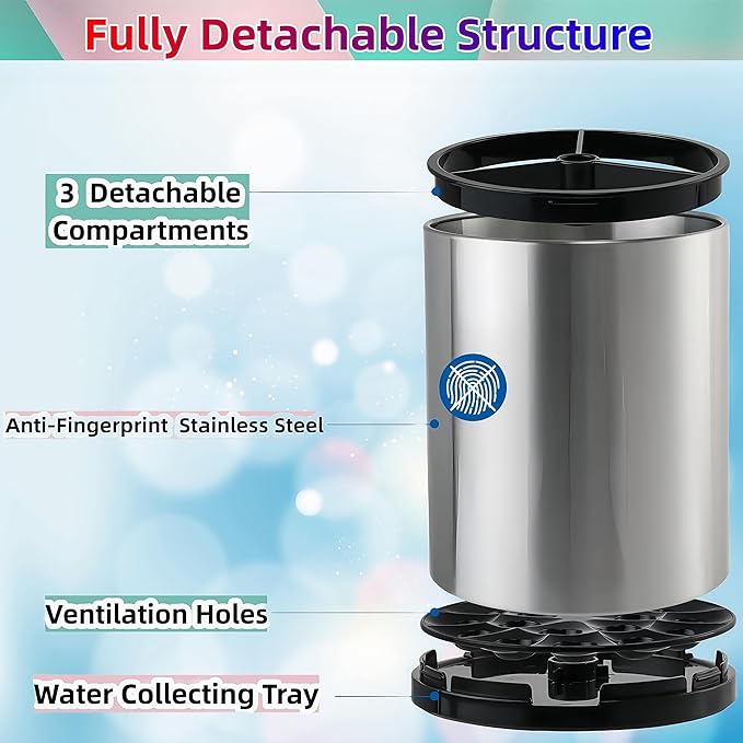 Kitchen Utensil Holder Extra Large Rotating For Counter Organizer Stainless Steel Storage Cooking Silverware Caddy 3 Compartment Flatware Spoon Spatula Tool Cutlery Container（2 Set Silvery）