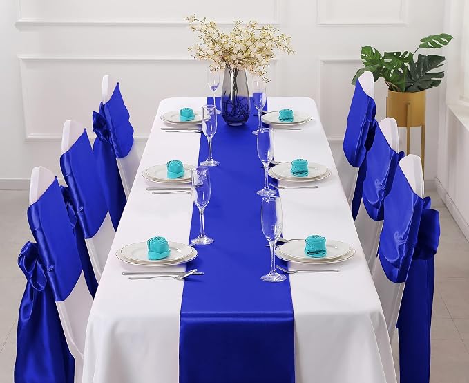 Horbaunal 24 Pack Royal Blue Satin Table Runner 12 x 108 Inch | Smooth Table - Image 2