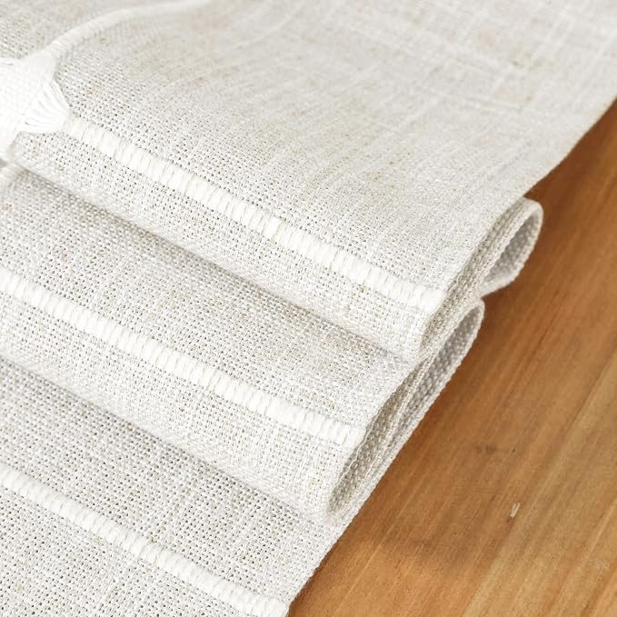 NEWISHER Rustic Embroidered Plaid Cloth Table Runner 72 inches, Farmhouse - Image 5