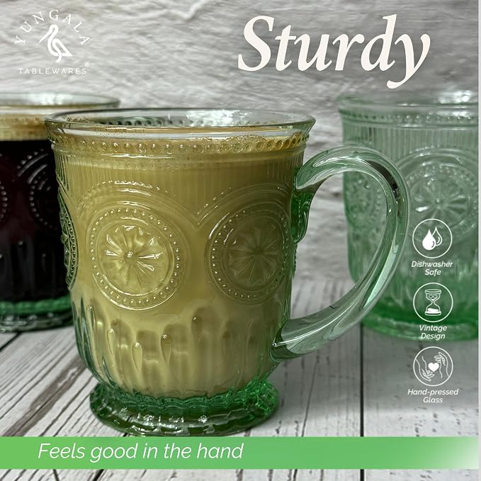 Green Glass Coffee Cups - Image 6