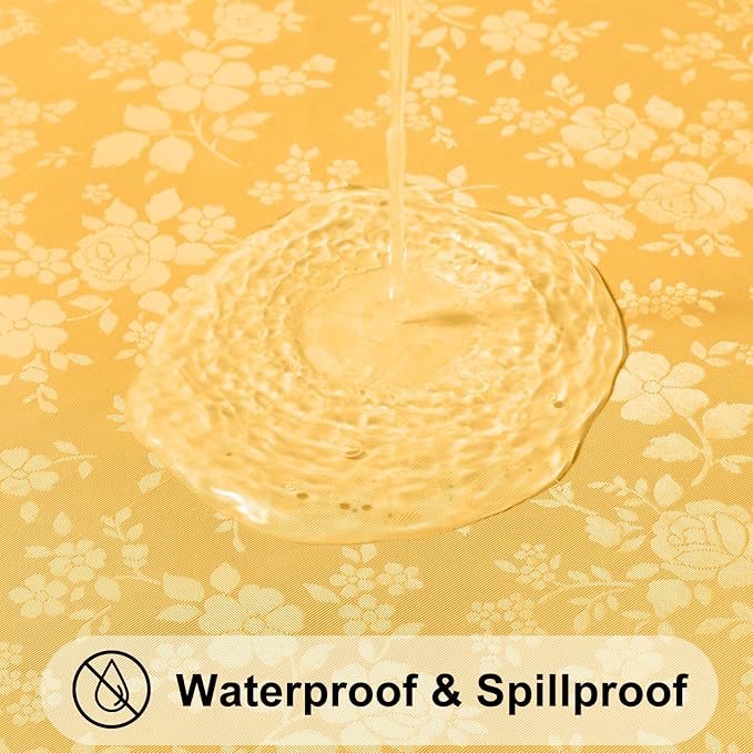 Smiry Rectangle Table Cloth, Waterproof Heavy Duty Vinyl Tablecloths, Wipeable Washable Table Cover for Kitchen and Dining Room (Mustard Yellow, 52" X 70")