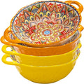 XKXKKE 4 Pack Boho Ceramic Serving Bowls by XKXKKE