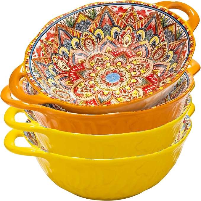 XKXKKE 4 Pack Boho Ceramic Serving Bowls by XKXKKE