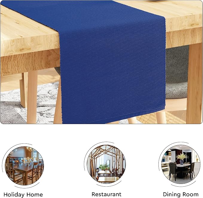 Encasa XO Dining Table Runner 13"x59" | Yarn Dyed Fine Ribbed Cotton | Solid - Image 4
