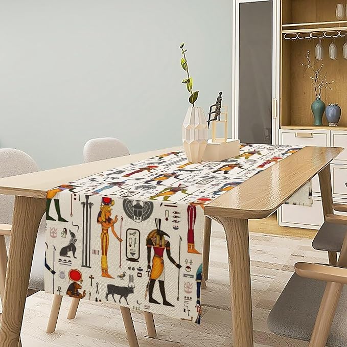 Ancient Egypt Table Runner Vintage Egyptian Culture Egyptian Hieroglyph and - Image 2