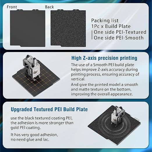 Black Smooth PEI+Black Textured PEI Build Plate for Bambu Lab A1 mini,Double Sided Build Sheet Heated Bed Spring Steel Flexible Platform 184x184mm