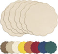AHHFSMEI Round Faux Linen Placemats Set of 8 Waterproof Table Mats Heat Resistant Non-Slip and Stain Proof for Kitchen Dining Elegant Decor (Beige,8)