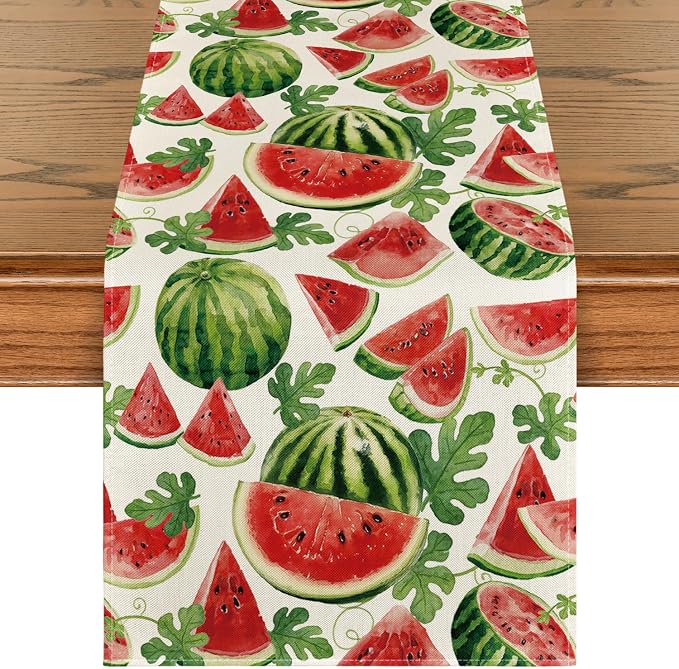 Artoid Mode Watermelon Leaves Fruit Spring Summer Table Runner, Seasonal by ArtoidMode