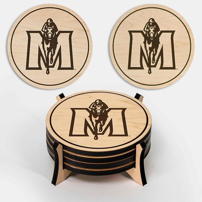 LazerEdge Murray State Racers Wooden Coaster Set - Maple Wood - Officially Licensed Product - 4-Pack
