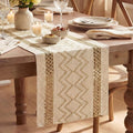 Artoid Mode Burlap Brown Stripe Diamond Woven Table Runner 12x60 Inch | Holiday by ArtoidMode