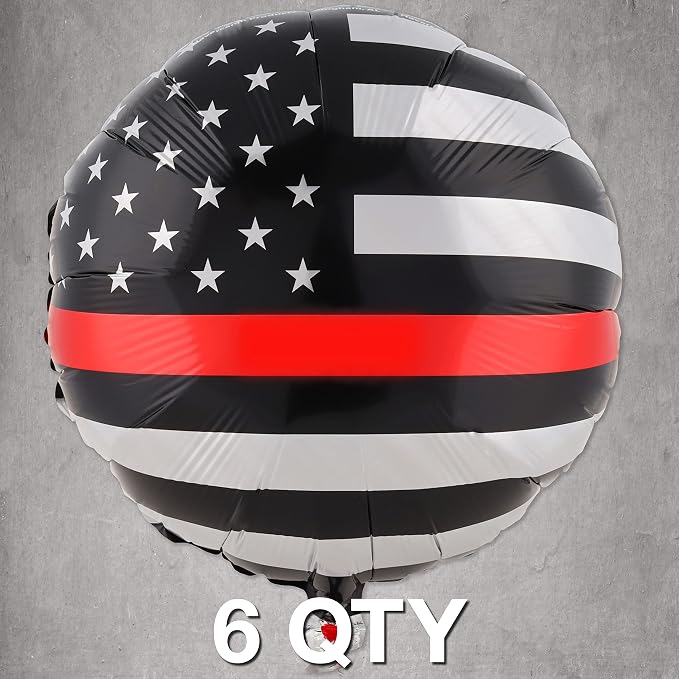 Thin Red Line Balloons-6 Pack-18 Inch-Firefighter EMT Mylar-Havercamp | Set of - Image 2