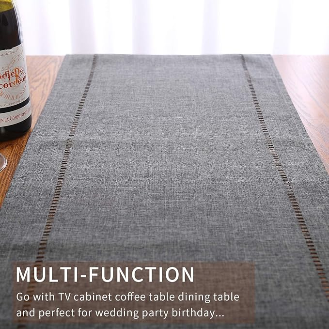 Tosewever Decorative Linen Table Runner Farmhouse Style Tabletop Collection 14 - Image 7