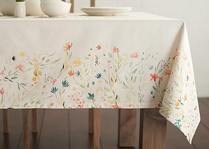 Maison d' Hermine Table Cloth Square Table 100% Cotton 60 x 60 Inches Tablecloth Reusable Decorative for Dining Room Farmhouse Home Valentines Day Decorations Spring Summer - Colmar
