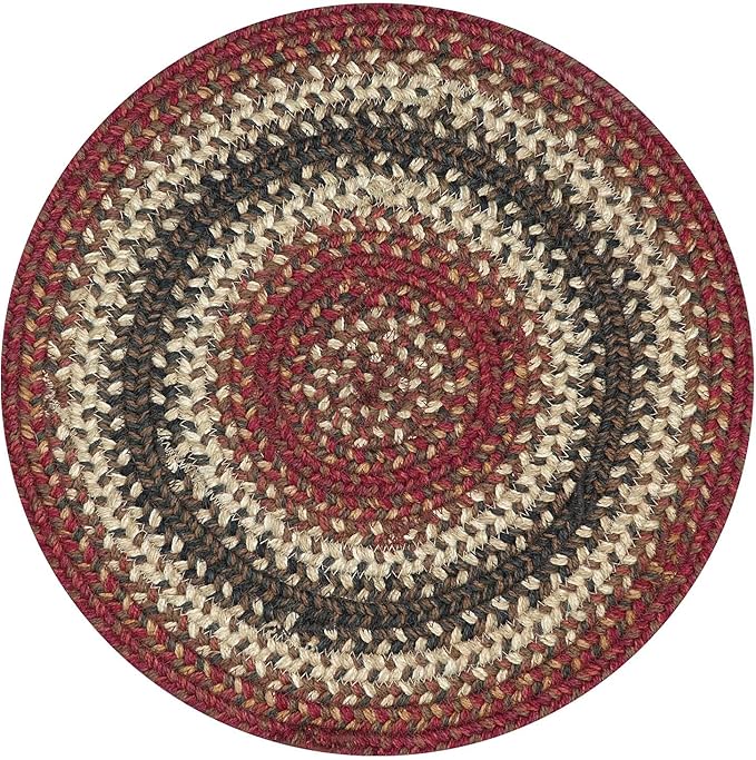 Homespice Chester Jute Woven Round Placemats Set of 6, 15", Warm Lodge and Cabin Decor, Red Table Mats - Vibrant Colors, Durable, Easy to Clean and Protects Furniture