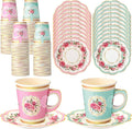 Tioncy 100 Pcs Tea Party Decorations Include 50 Pieces 9 oz Paper Tea Cups by Tioncy