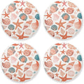 Seashells Different Shapes and Starfish Set of 4 Absorbent Coasters Cork by KLL