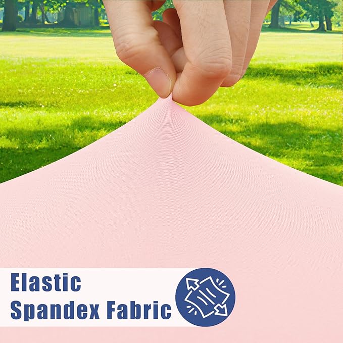 Round Spandex Valentines Day Tablecloth, Elastic Fitted Waterproof Tablecloths for 36"-44" Tables, Stretch Washable Picnic Table Cover for Camping, Dining, Indoor and Outdoor, Pink