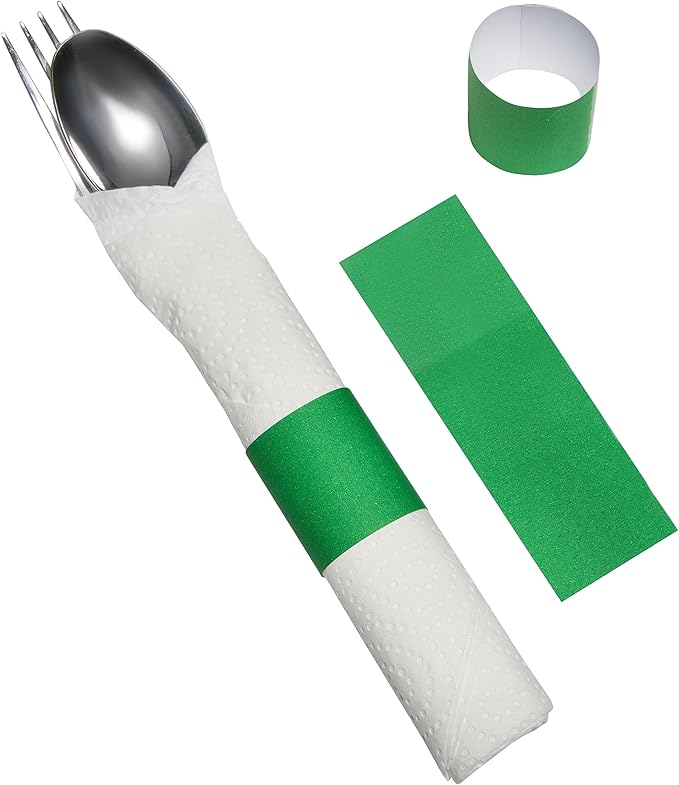 Germiwipe 2500 Pcs Green Napkin Bands,Paper Napkin Rings Self-Adhesive,Silverware Wraps Bands, Perfect for Birthday Parties, Weddings, Family Reunion & Events